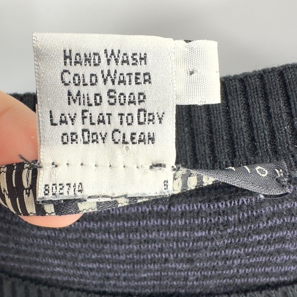 Peruvian Connection Mens Pima Cotton Lightweight Sweater Size L Black Blue Knit - Picture 5 of 8